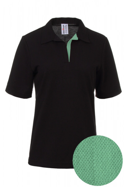 Damen Poloshirt Pina_Black Edition mit kurzen Armen und V-Leiste in Mintgrün