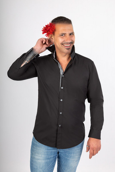 Men's shirt Rike_Black Edition in black with long sleeves