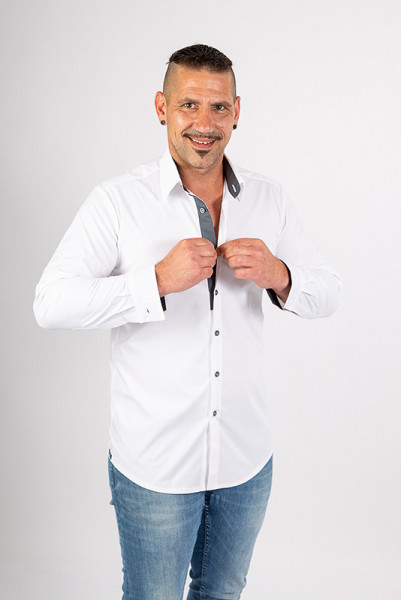 Herrenhemd Rike_White Edition in Weiß mit Grau