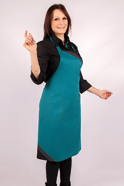 Performance bib apron Dublin_Series 129, a colored apron in combination with noble pinstripe