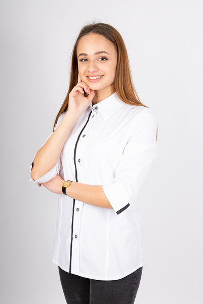 Performance women's blouse Falconia_White Edition in three-quarter sleeve by Enrico Wieland workwear